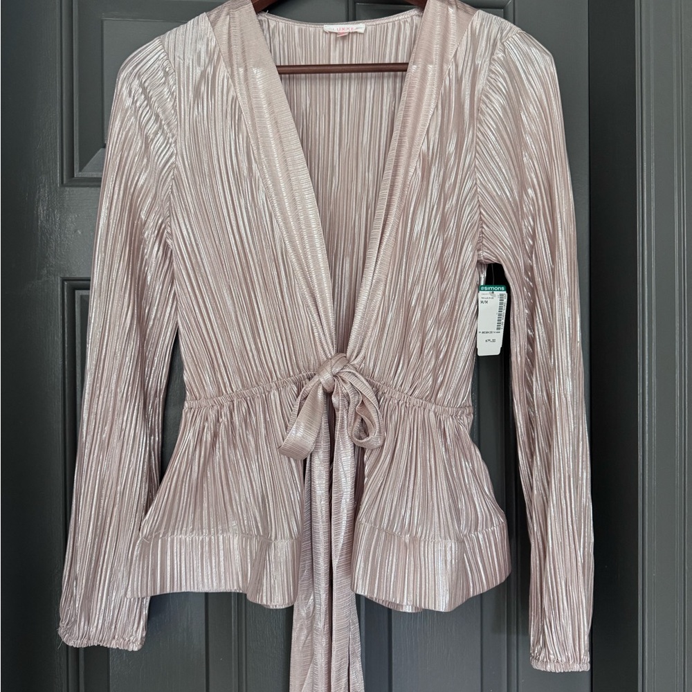Elegant Women's Pleated Top in Shimmering Pink